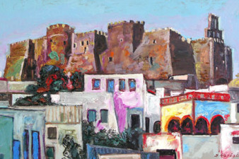 Остров Патмос. Собор Святого Апостола Иоанна Златоуста. 2008. ДВП, масло. 74х123 
